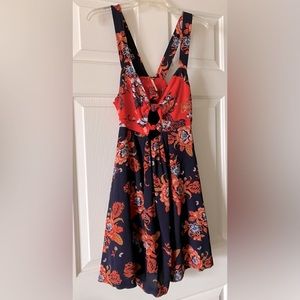 FREE PEOPLE Floral Dress with Back Cut Outs